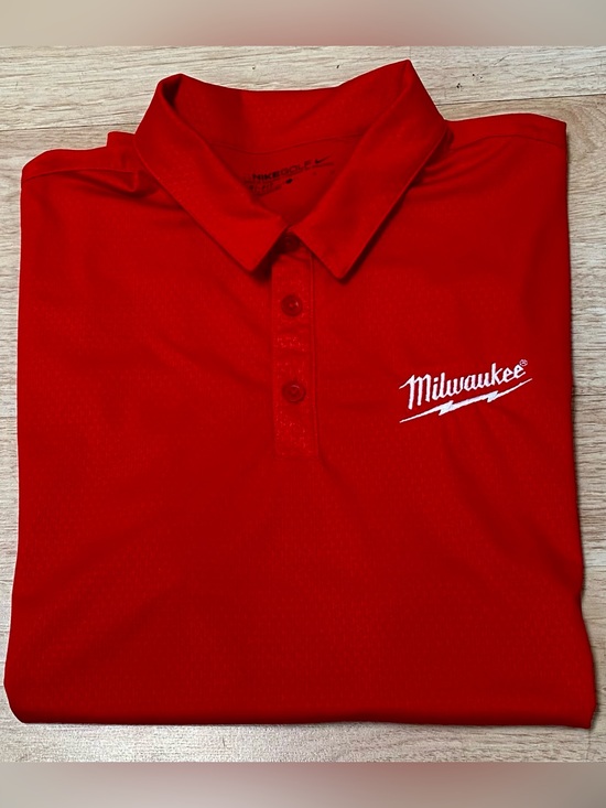 Nike Milwaukee Tools Polo Men’s L University Red Short Sleeve Dri-Fit Golf Shirt